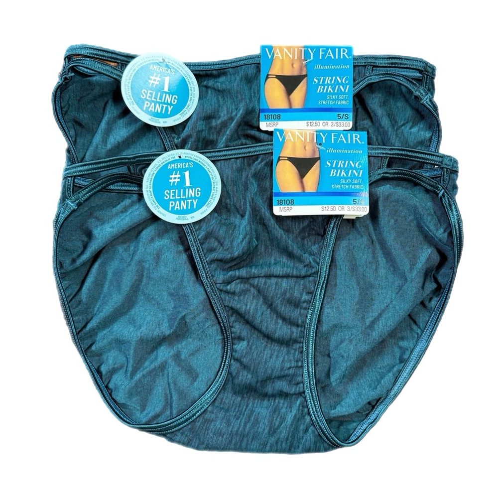 Vanity Fair Illumination Bikini Panty 18108 Teal Size 5 Set of 2 NWT